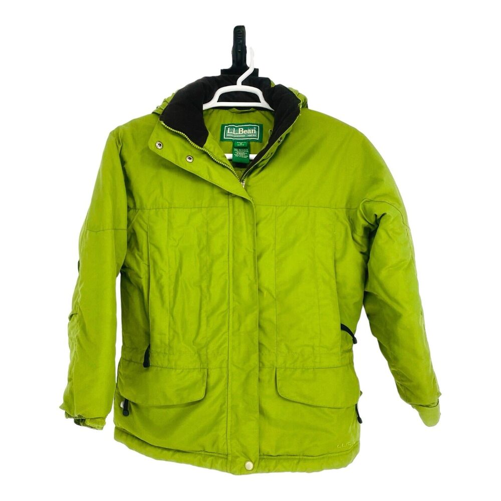 L.L. Bean Women's Petite Ski Winter Coat Green Insulated Hooded Jacket‎ Size S
